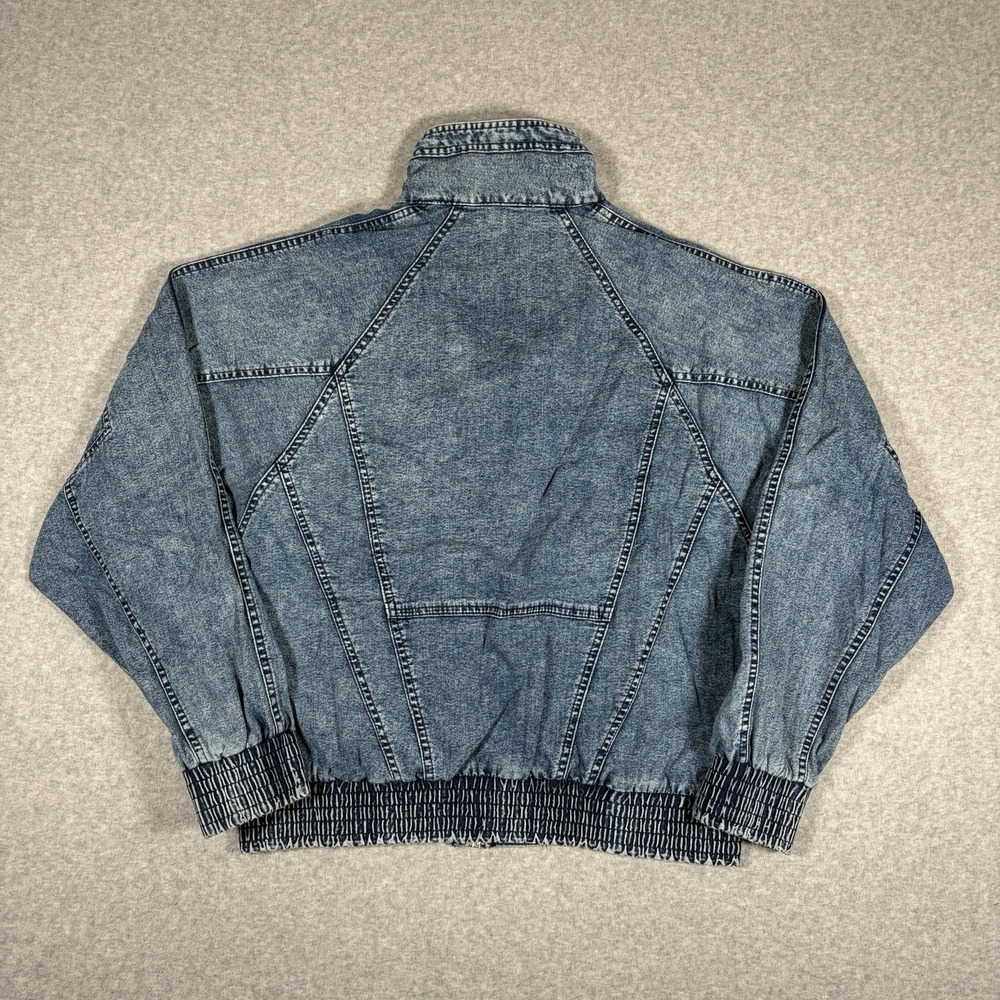 VTG 80s Nike Challenge Court Acid Wash Denim Jacket Mens Small Agassi Full Zip - Picture 2 of 12